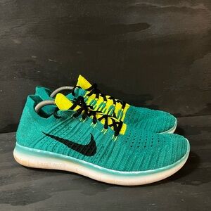 Nike Free RN Flyknit Sneakers Mens Size 10.5 Jade Green Running Shoes 831069-303